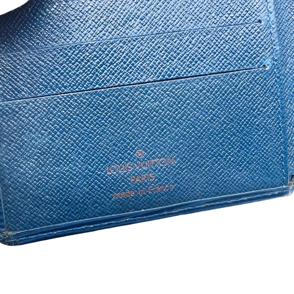 Louis Vuitton Blue Epi Leather Compact BiFold Wallet Unisex Vintage 98 Authentic - Picture 16 of 17